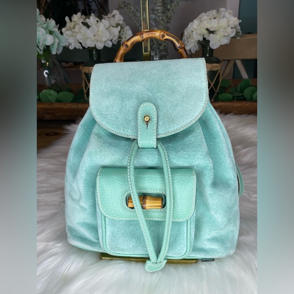 (MT66) Authenticated Rare Gucci Suede/Bamboo Mini Backpack - Picture 1 of 15
